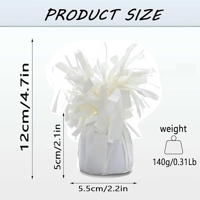 Aluminum Foil Balloon Weights for Parties (24 pcs) - 0.31lb (140g) Each - Premium Balloon Anchors for Birthday, Wedding, Dinner, Indoor & Outdoor Decorations(White 24pcs)