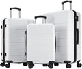 OLIXIS 3-Piece Suitcase Set, Hardside Luggages with Spinner Wheels, Lightweight ABS Hard Shell Travel Luggage, Expandable Carry-On Suitcase with TSA Approved Lock–White(20+24+28 Inch)
