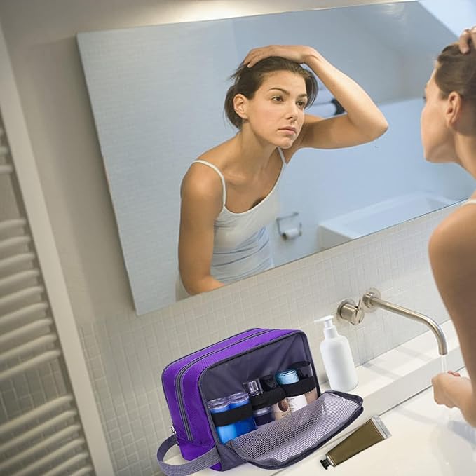 Toiletry Bag for Men Hanging Dopp Kit Water Resistant Shaving Bag Small Toiletry Bag for Traveling (Dark Purple)