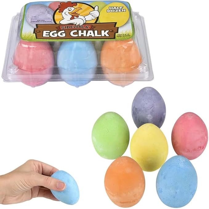 12-Pack Easter Egg Chalk, Sidewalk Chalk for Kids, Easter Basket Stuffers Gifts Fillers, Perfect For Easter Egg Hunt, Party Favors, 2.5" Inch