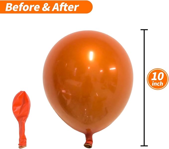 Chrome Orange Balloons, 50 PCS 10 Inch Double Stuffed Metallic Orange Balloons, Shiny Thick Chrome Metallic Balloon Latex Helium Balloon for Birthday Wedding Party Decoration Supplies