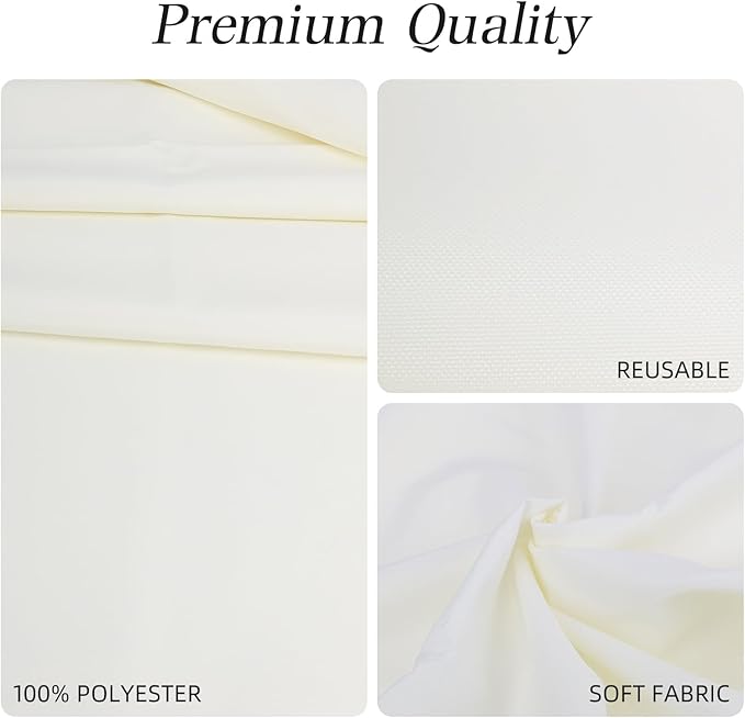 WIGENIUS 2 Pack Ivory Table Cloth Rectangle Tablecloths 60X84 Inch,Polyester Table Cloth for 4 Foot Rectangle Tables,Wrinkle Resistant Washable Fabric Table Covers for Party,Wedding Banquet