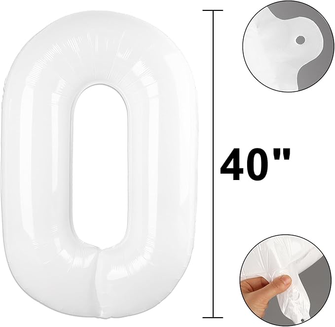 40 Inch White Number 20 Digital Balloon,Jumbo Mylar Foil Helium Balloon for 20 Balloons for Birthday Party,Wedding Anniversary Party Decorations