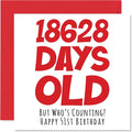 51st Birthday Card for Men Women Him Her - 18628 Days Old - Funny Adult Fifty-One Fifty-First Happy Birthday Card for Brother Sister Son Daughter Mom Dad, 5.7 x 5.7 Inch Humor Joke Greeting Cards
