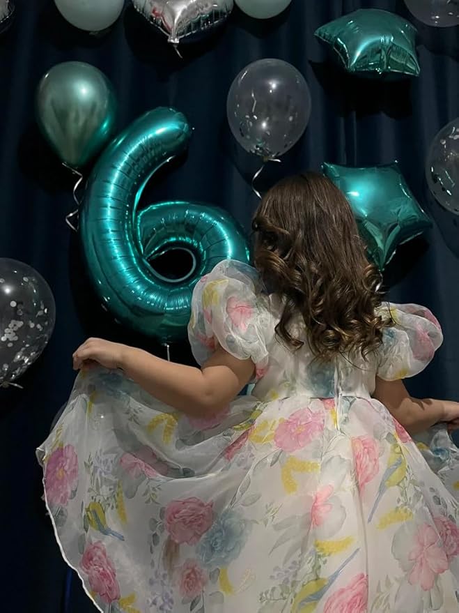 Teal Number 6 Balloon 40 Inch, 6 Balloon Number, 6th Birthday Decorations, Teal Party Supplies for Boys Girls