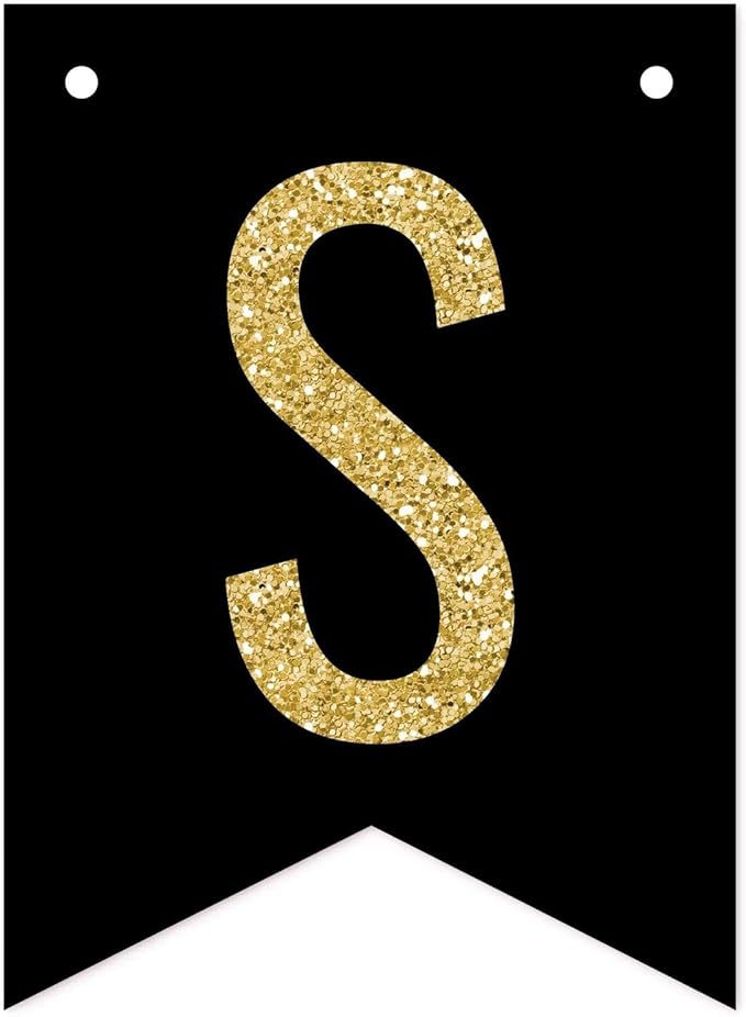 Andaz Press Faux Gold Glitter on Black Birthday Party Banner Decorations, She's 30 Bitches!, Approx 5-Feet, 1-Set, 30th Birthday Milestone Colored Hanging Pennant Decor
