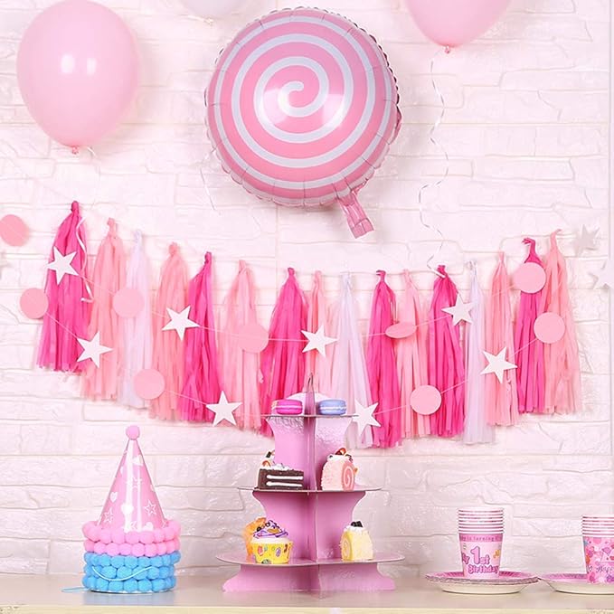 Red Tissue Paper Tassel DIY Hanging Paper Decorations Party Garland for Party Decor, Wedding, Festival, Baby Shower - 20PCS (DEEP RED 35CM)