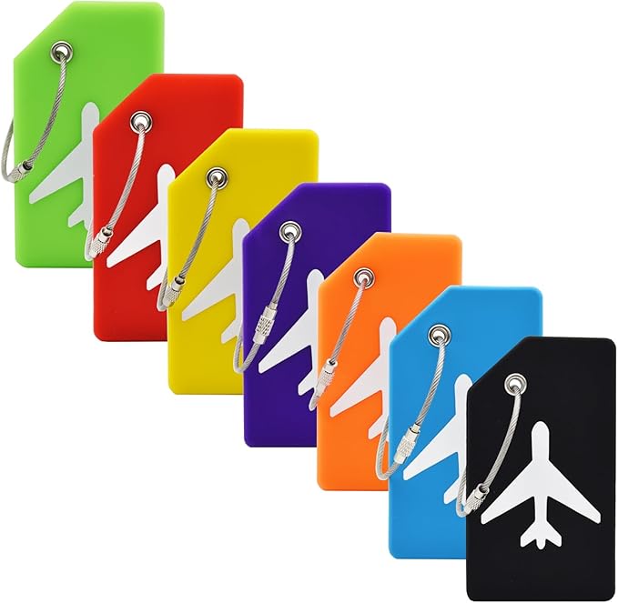 7 Pack Silicone Luggage Tag for Suitcases with Name ID Card, TSA Approved, Privacy Protection Travel Suitcase Tags (Multicolor)