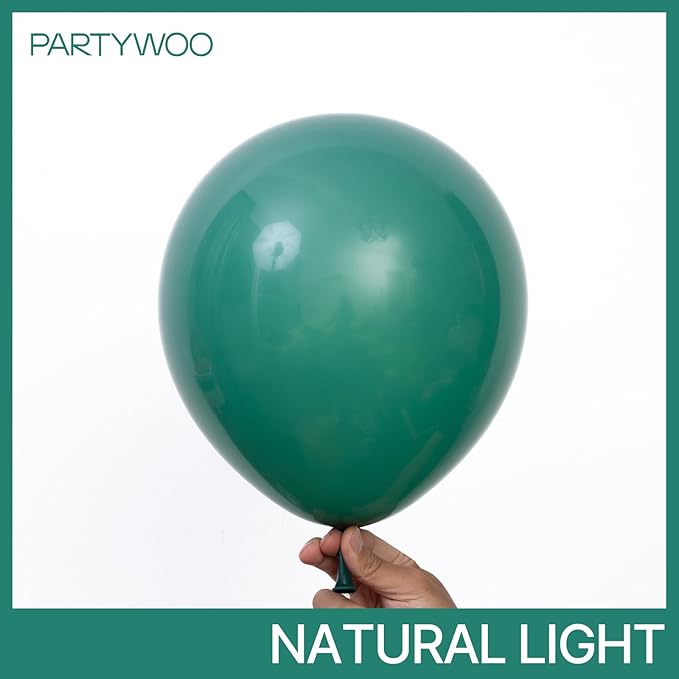 PartyWoo Dark Green Balloons 140pcs Different Sizes Pack of 18 12 10 5 Inch Emerald Hunter Forest Green Boho Neutral Balloon Arch Kit for Jungle Dinosaur Theme Birthday Party Decorations Green-F14