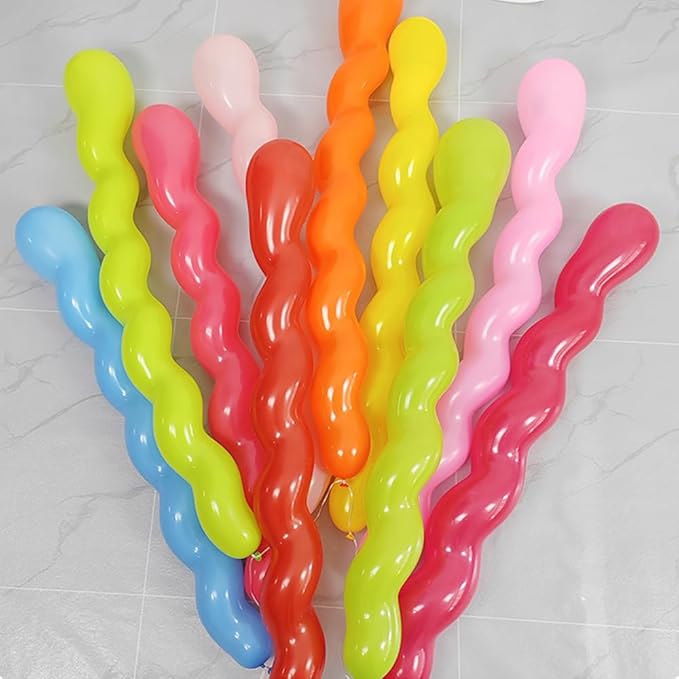 Spiral Latex Balloons, Multicolor Party Decorations, Assorted Colors, Twist Shape 100 pcs for Children's Birthday Decoration (100)