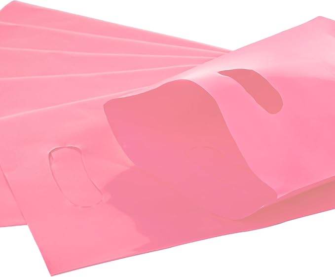 Pink 100 PCS Small Gift Bags, 6"x8" Goodie Party Favor Bags with Handle, Treat Retail Pouches for Kids Birthday, Christmas, Small Business