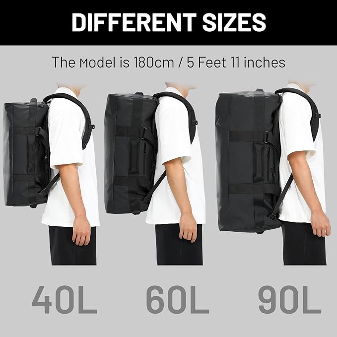 MIER Water Resistant Backpack Duffle Heavy Duty Convertible Duffle Bag with Backpack Straps for Gym, Sports, Travel