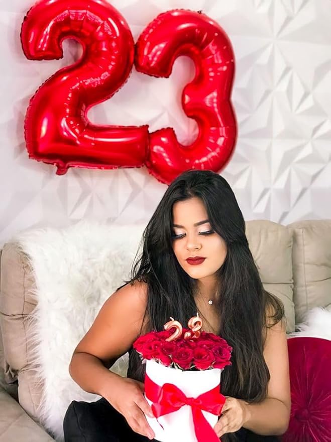 Number 12 Balloons, 40 Inch Balloons for Woman Man 12th Red Birthday Party Decoration, Foil Number Ballon for 12, 21 Valentine's Day, Anniversary, Bridal Shower, Graduation