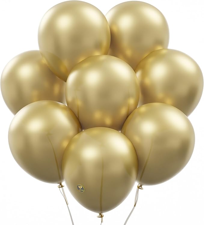 AFTERLOON® Biodegradable Mini Balloons 50 pcs Gold 5 Inch, Matte Color Thickened Extra Strong Latex Helium Float, Baby Shower Gender Reveal Garland Arch Wedding Kids Birthday Party Decorations