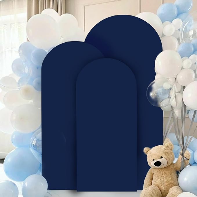 Wedding Arch Cover 7.2FT 6.6FT 6FT Navy Spandex Arch Cover Set of 3 Arch Covers Stretchy Backdrop Round Top Arch Cover for Arch Stand Chiara Backdrop Covers for Wedding Birthday Party Decor