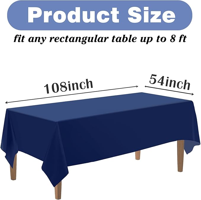 Kopokita 6PCS Navy Blue Plastic Tablecloths 54 x 108 Inch, Disposable Table Cloths Rectangle Party Table Covers