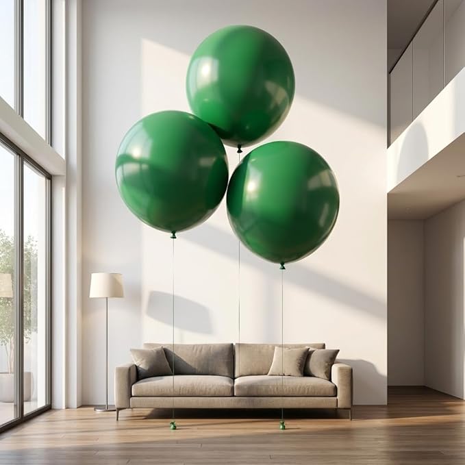 KALOR 36 Inch Giant Dark Green Balloons, 6 Pack Large Round Green Latex Balloons for Anniversary, Birthday, Christmas, Wedding, Baby Shower Party Decorations