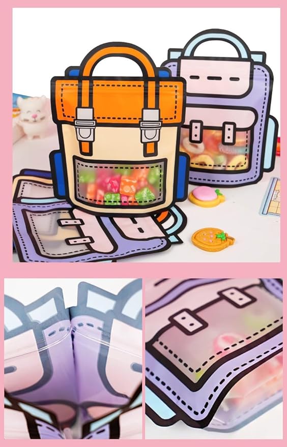 Trendybag Orange&Purple Top-handle Party Goodie bags, Grip n’ Seal 20 Pcs Birthday bags with Stand-up Bottom (Large, Mixed Color)