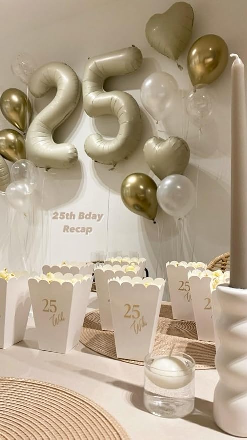 Number 5 Balloon 40 Inch, Foil Balloons for Boys And Girls, Cream Numbers Balloon for 5, 15, 25, 50 Birthday Party Decoration, Anniversary, Christmas, Thanksgiving Day