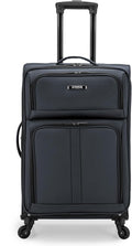 U.S. Traveler Anzio Softside Expandable Spinner Luggage, Dark Grey, Checked-Medium 26-Inch