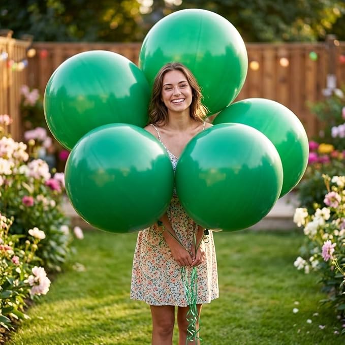 KALOR Green Giant Balloons 36 Inch Large Latex Balloons, 4 Pack Jumbo Round Helium Balloon for Birthday Bridal Shower Wedding Baby Shower Party Decorations