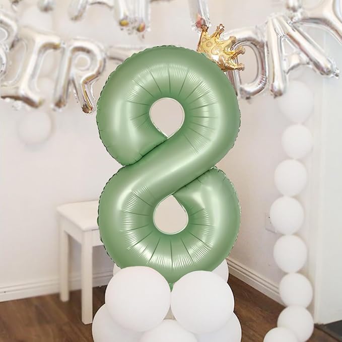 40 Inch Green Number Balloon 7 Olive Green Foil Balloon Sage Green 7 Balloons Mylar Helium Balloon for Birthday Party Decorations Girls Boys Baby Shower Wedding Anniversary Decoration (Number 7)