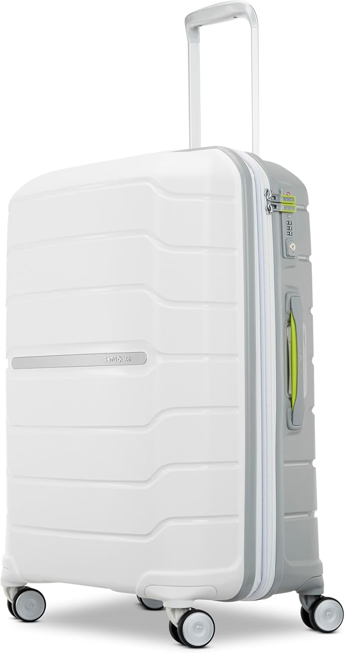 Samsonite Freeform Medium Luggage with Dual 360° Spinner Wheels - Checked Suitcase - TSA Lock, Airline-Approved - Lightweight Durable Polypropylene Expandable Hardshell - White/Grey