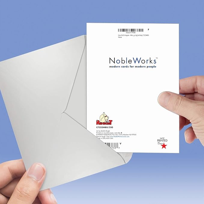 NobleWorks - 50th Funny Card for Birthday - Milestone Bday of 50 Years, Celebrate and Congrats Notecard with Envelope - How Did 50 Happen C7323MBG