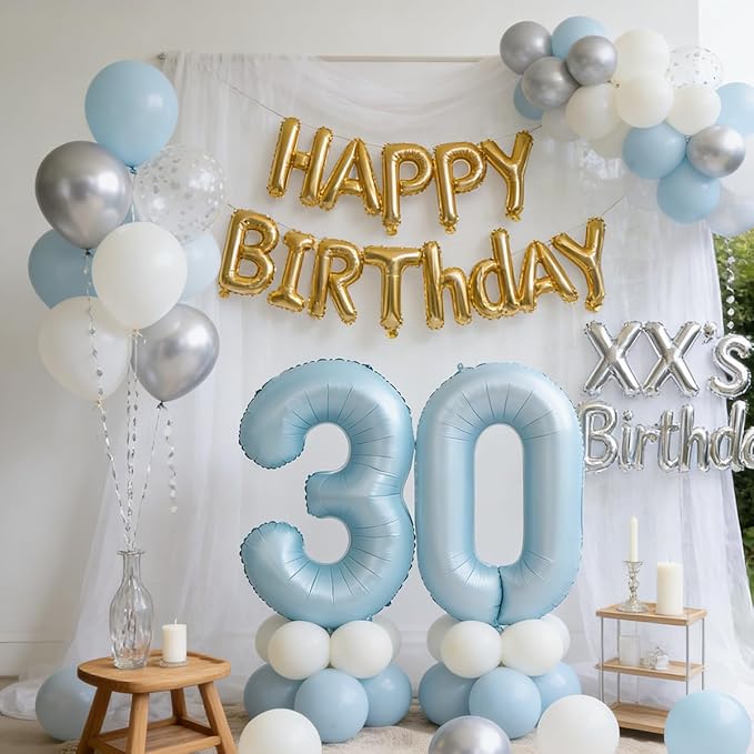 40 In Matte Blue Number Balloons Helium Foil Mylar Balloon Birthday Party banquet Decoration Digital 23