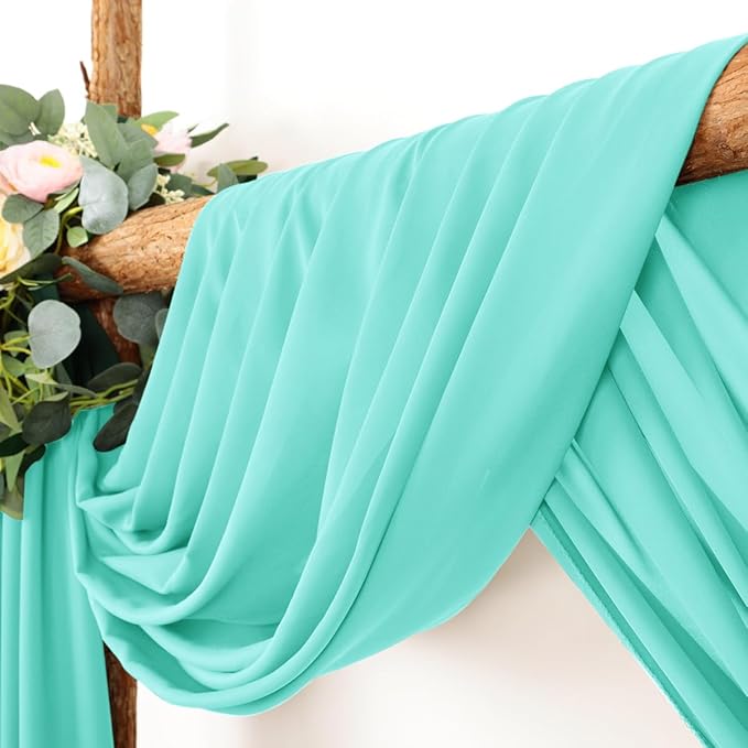 Wedding Arch Draping Fabric 30'' x 18FT Sheer Chiffon Arch Drape Backdrop 2 Panel Teal Drapes for Easter Bridal Shower Baby Shower Photo Booth Church Decor Birthday Party Outdoor Decoration