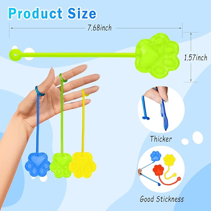 Sticky Hands Bulk 36 PCS Kids Party Favors Cute Cat Paw Shape Stretchy Sticky Hand Toy Goodie Bag Stuffers Fillers Treasure Box Toys for Classroom Prizes Small Carnival Birthday Party Supplies Gifts
