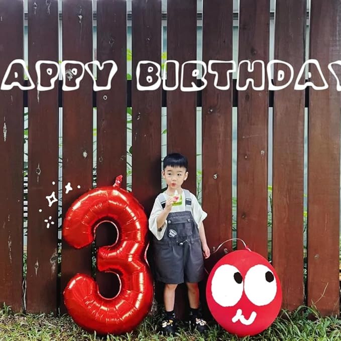 40 Inch Red Number 3 Balloon Large Red Foil Balloon Red 3 Balloons Mylar Helium Balloon for 3rd Birthday Party Decorations Girls Boys Baby Shower Wedding Anniversary Decoration