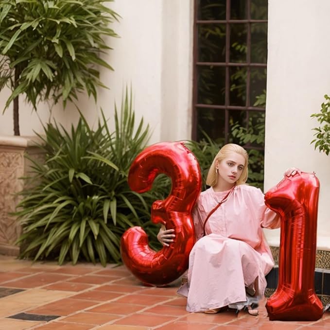 40 Inch Red Number 7 Balloon Large Red Foil Balloon Red 7 Balloons Mylar Helium Balloon for 7th Birthday Party Decorations Girls Boys Baby Shower Wedding Anniversary Decoration