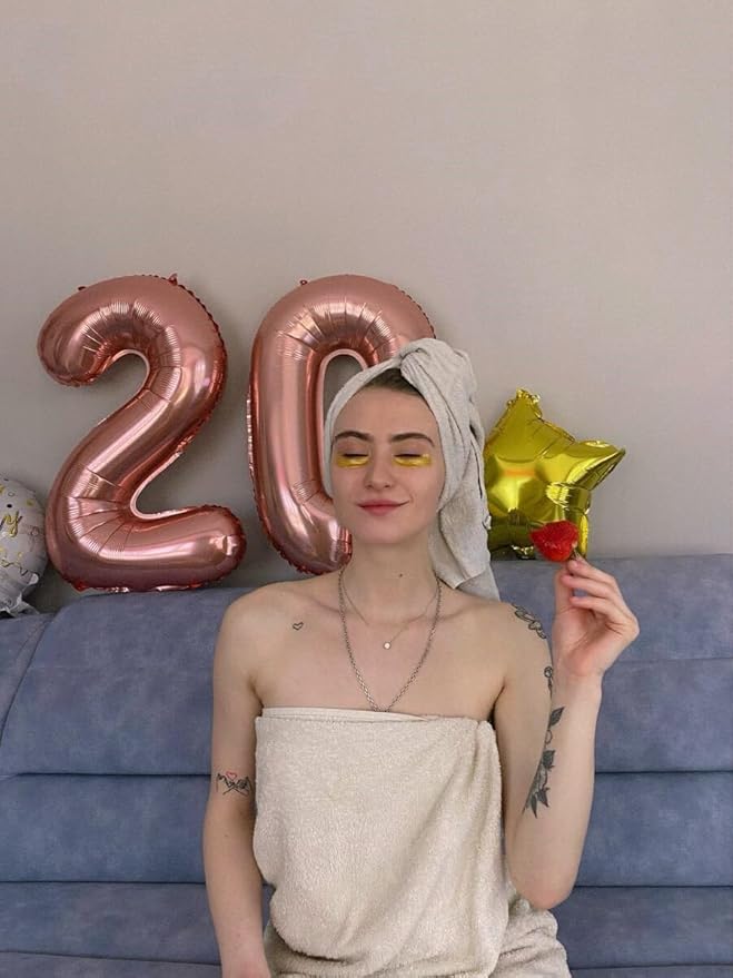 Rose Gold 40 Inch Big Number Balloon Birthday Decoration, Number 2 Helium Balloon 12 20 22 23 24 26 2025 New Years Celebration, Boy Girl Baby Anniversary Party Graduations Supplies Decorations
