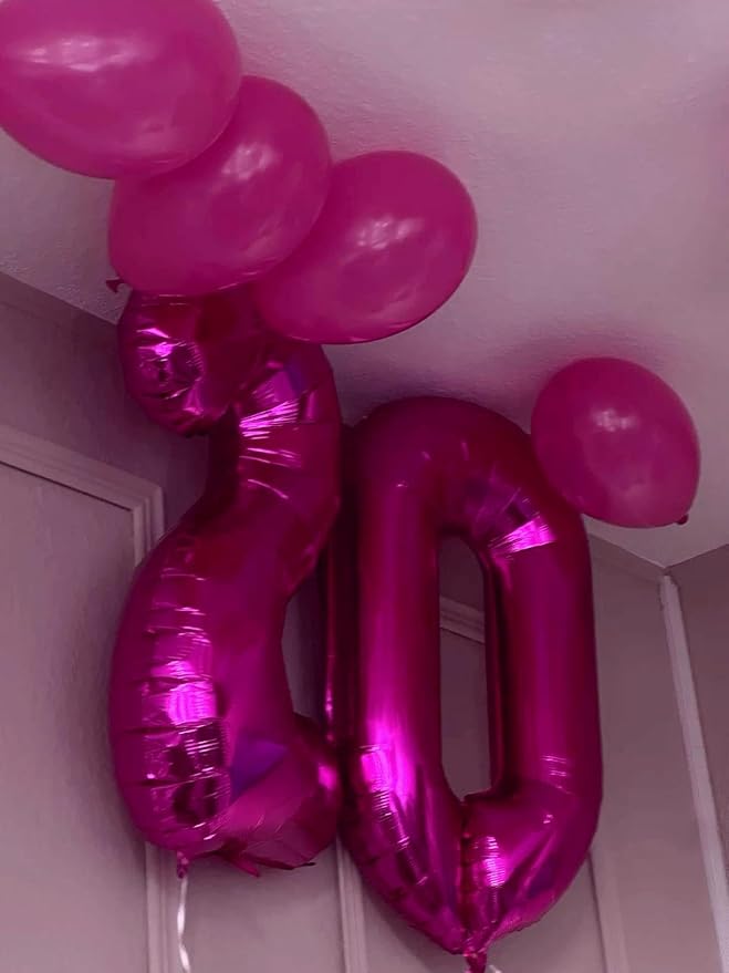 Rosy Purple Helium Number Balloon 40 Inch, Giant Foil Rosy Purple Number 0 Birthday Balloons, Large Numbers 10 20 30 40 50 60 70 80 90 100 2026, Party Celebration Supplies Decorations