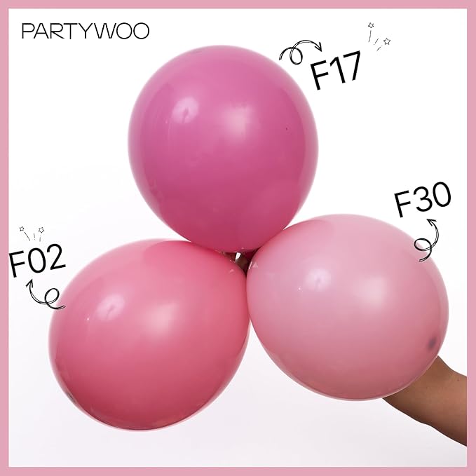 PartyWoo Mauve Balloons 50 pcs 12 Inch Dark Hot Boho Pink Balloons for Wedding Baby Shower Gender Reveal Valentine's Day Bridal Shower Graduation Birthday Party Decorations Pink-F02