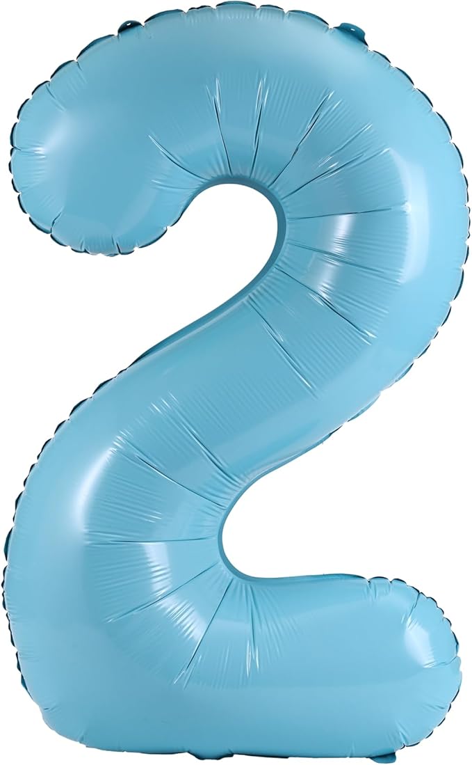 40 Inch Large Foil Helium Number Balloon Birthday Wedding Party 0-9 (Baby Blue, 2)