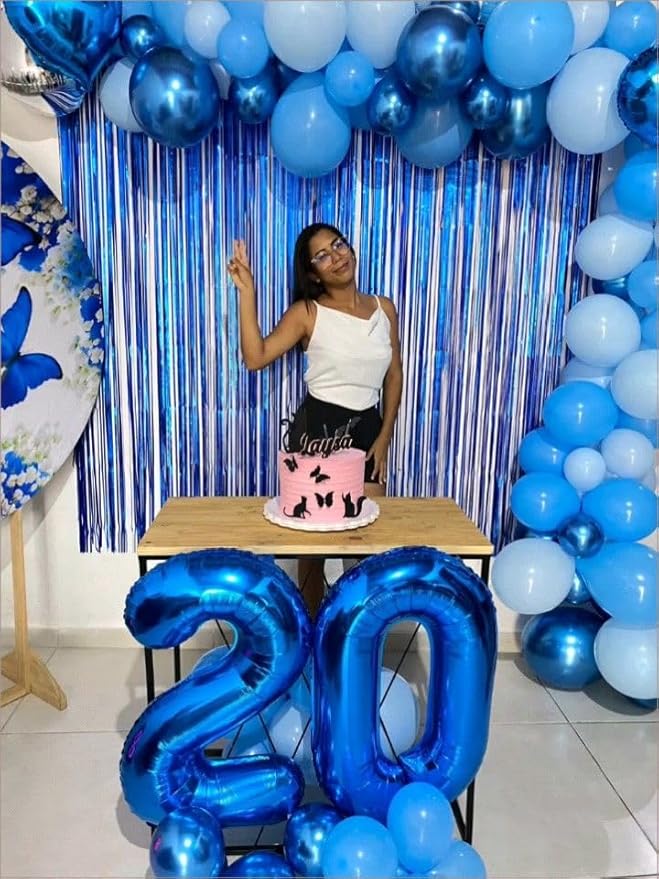 Blue Number Balloons for Birthday Party Decoration, 40 Inch Foil Number 0 Ballon for 0, 10, 20, 100, 2026 Celebration, Birthday, Baby Shower, Anniversary Decor
