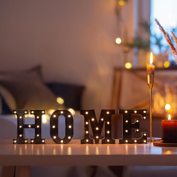 Foaky Black LED Letter Lights for Room Decor - Bedroom Wall Decor, Alphabet Lights for Home, Wedding, Party - Battery Operated （X）