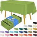 8-Count Light Green Disposable Plastic Tablecloths Rectangle 54x108 Inch - Extra Long Waterproof Banquet Table Covers for Parties & Catering