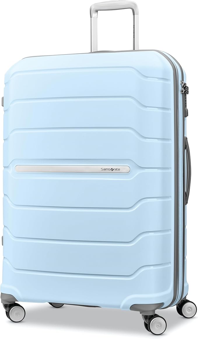 Samsonite Freeform Large Checked Luggage with Dual 360° Spinner Wheels - TSA Lock, Airline-Approved - Lightweight Durable Polypropylene Expandable Hardshell - Sky Blue