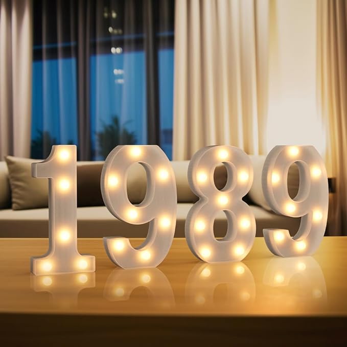 Marquee Numbers Light up Numbers, 0-9 Number Battery Powered LED Light, White Plastic Numbers Sign for 1st Birthday Decorations, Number Decor for Graduation Engagement Wedding Baby Shower (Number 1)