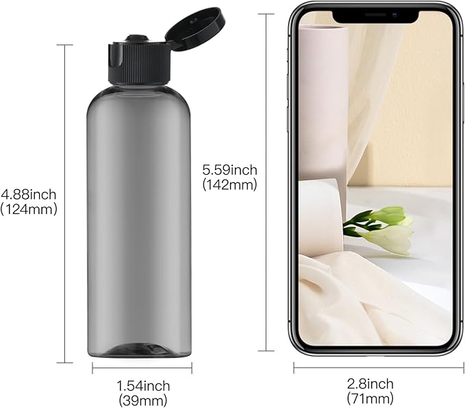 LISAPACK 3.4 oz Travel Bottles for Toiletries, Plastic Travel Size Containers for Shampoo Conditioner TSA Approved, Empty Small Squeeze for Lotion, Leak Proof Mini Liquid Tube for Refillable Black