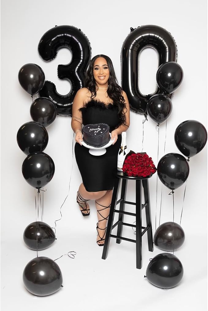 Black Number 3 Balloon 40 Inch, 3 Balloon Number, 3rd Birthday Decorations, Black Party Supplies for Boys Girls