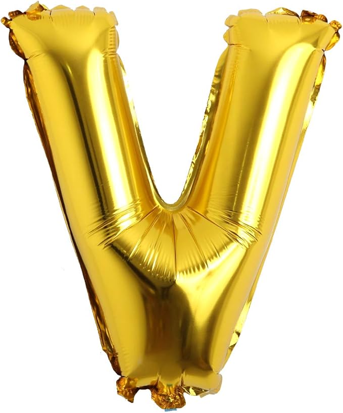 16" Alphabet Letter and Number Balloons Set Package, Aluminum Hanging Foil Film banner Mylar Balloon for Birthday Party Decoration Custom Word (A-Z, 0-9 Gold) (16 inch V Gold)