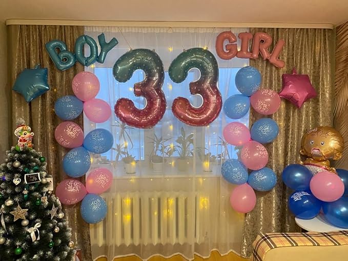 Starry Sky Number 2 Balloon 40 Inch, 2 Balloon Number, 2nd Birthday Decorations for Baby Girls Boys Toddlers