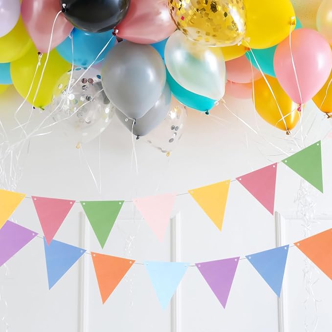 MECCANIXITY Birthday Banner 16 Feet Colorful Birthday Decorations CardStock Birthday Sign with Pennant Banner Flags for Birthday Decor Backdrop Festival Party Supplies