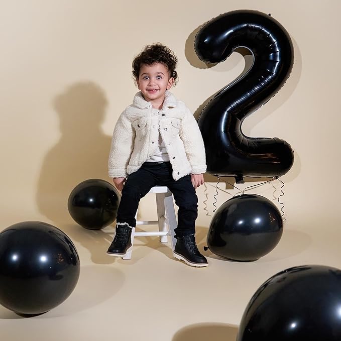 40 Balloon Number, Black Number 40th Birthday Balloons 40 Inch, 40 Years Old Black Birthday Decorations for Men Women, 40th Anniversary Decorations