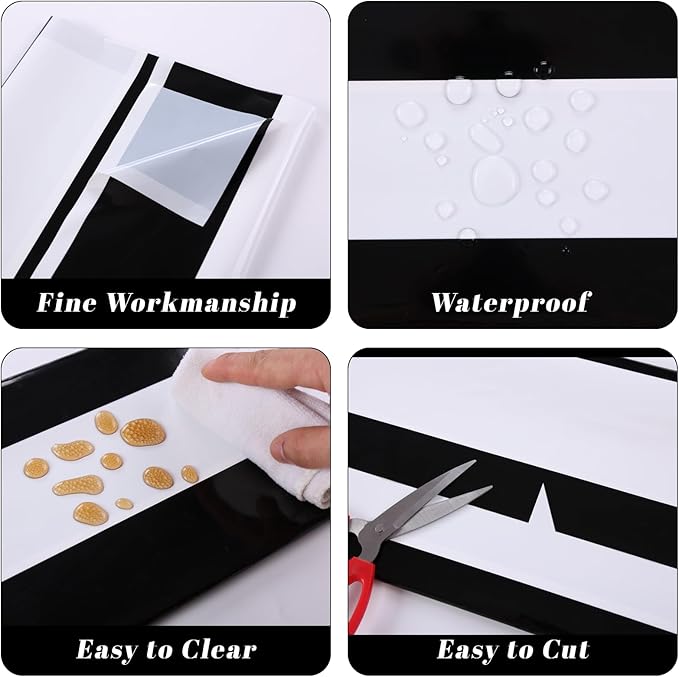 Kesfey 5 Packs Black and White Horizontal Striped Table Cloth 54 x 108 Inch Classic Black Stripe Tablecloths Disposable Plastic Stripe Table Covers Waterproof Picnic Tablecover for Camping Party