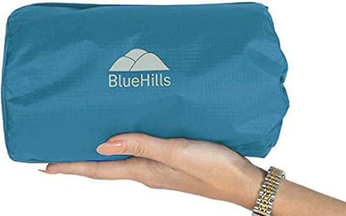 BlueHills Ultra Compact Travel Blanket in Portable Case Premium Soft Large Airplane Blanket Flight Essentials for Car Plane Train Hotel Layover Peacock Teal C004